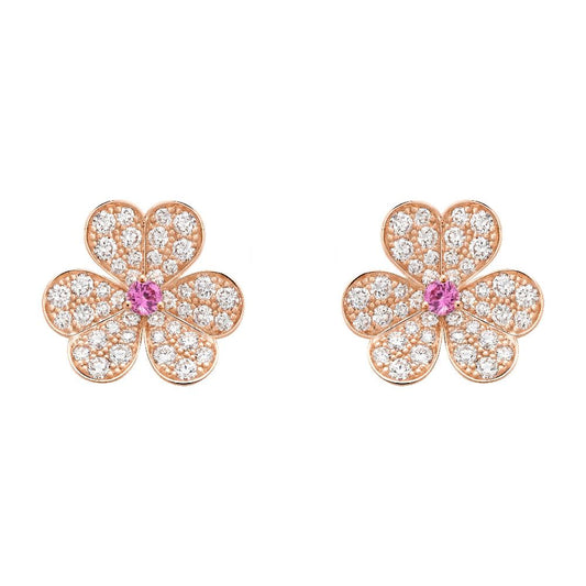 [⭐Shinejoy]FRIVOLE PINK GOLD FLOWER DIAMOND EARRINGS