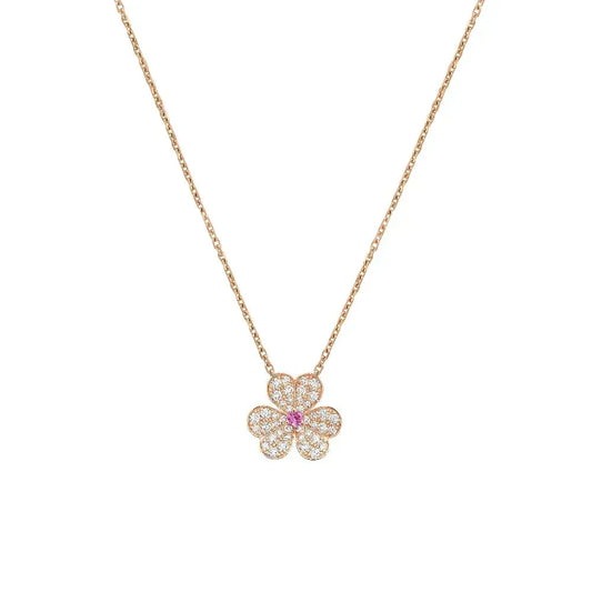 [⭐Shinejoy]FRIVOLE ROSE GOLD FLOWER DIAMOND NECKLACE