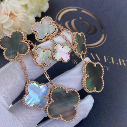 [⭐Shinejoy]CLOVER EARRINGS DARK MOP 4 MOTIFS ROSE GOLD