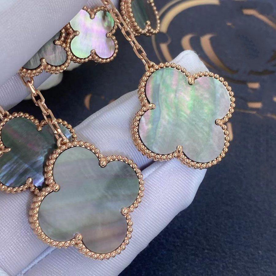 [⭐Shinejoy]CLOVER EARRINGS DARK MOP 4 MOTIFS ROSE GOLD