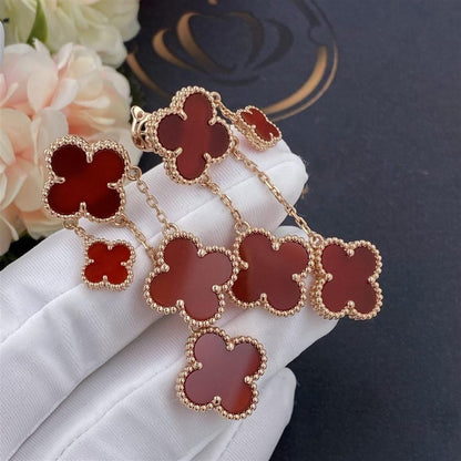 [⭐Shinejoy]CLOVER EARRINGS CARNELIAN 4 MOTIFS PINK GOLD