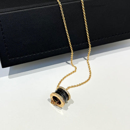 [⭐Shinejoy]ZERO 1 BLACK CERAMIC DIAMOND PINK GOLD NECKLACE